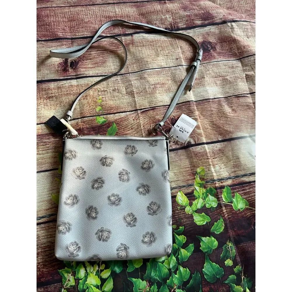 NWT Coach Crossbody Kitt Rose Print Blue - Picture 5 of 8